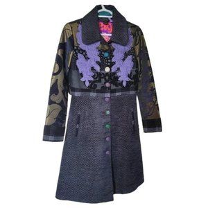 Desigual Coat Mantel Mina Brocade Tapestry Artwork Jacket S